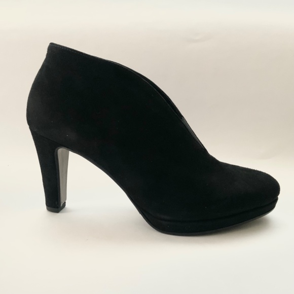 Gabor Amien Black Suede Heeled Booties Leather Slip On Ankle Boots Pumps 8.5 - Picture 11 of 12